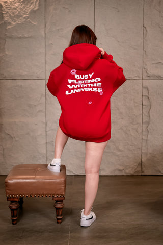 Red - Busy Flirting With The Universe Unisex Hoodie