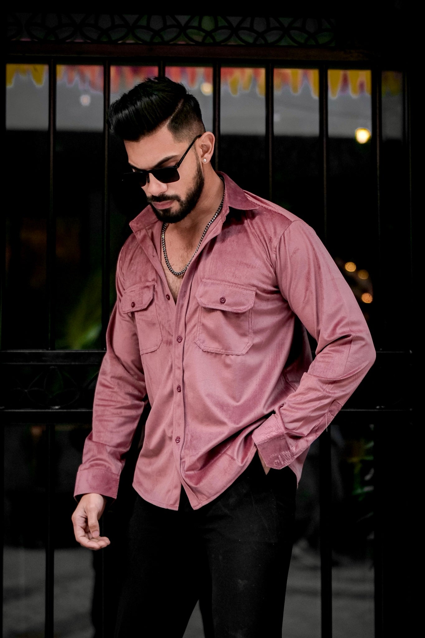 Onion Double Pocket Velvet Shirt