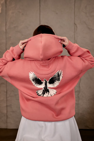 Peach - Eagle Oversize Unisex Hoodie