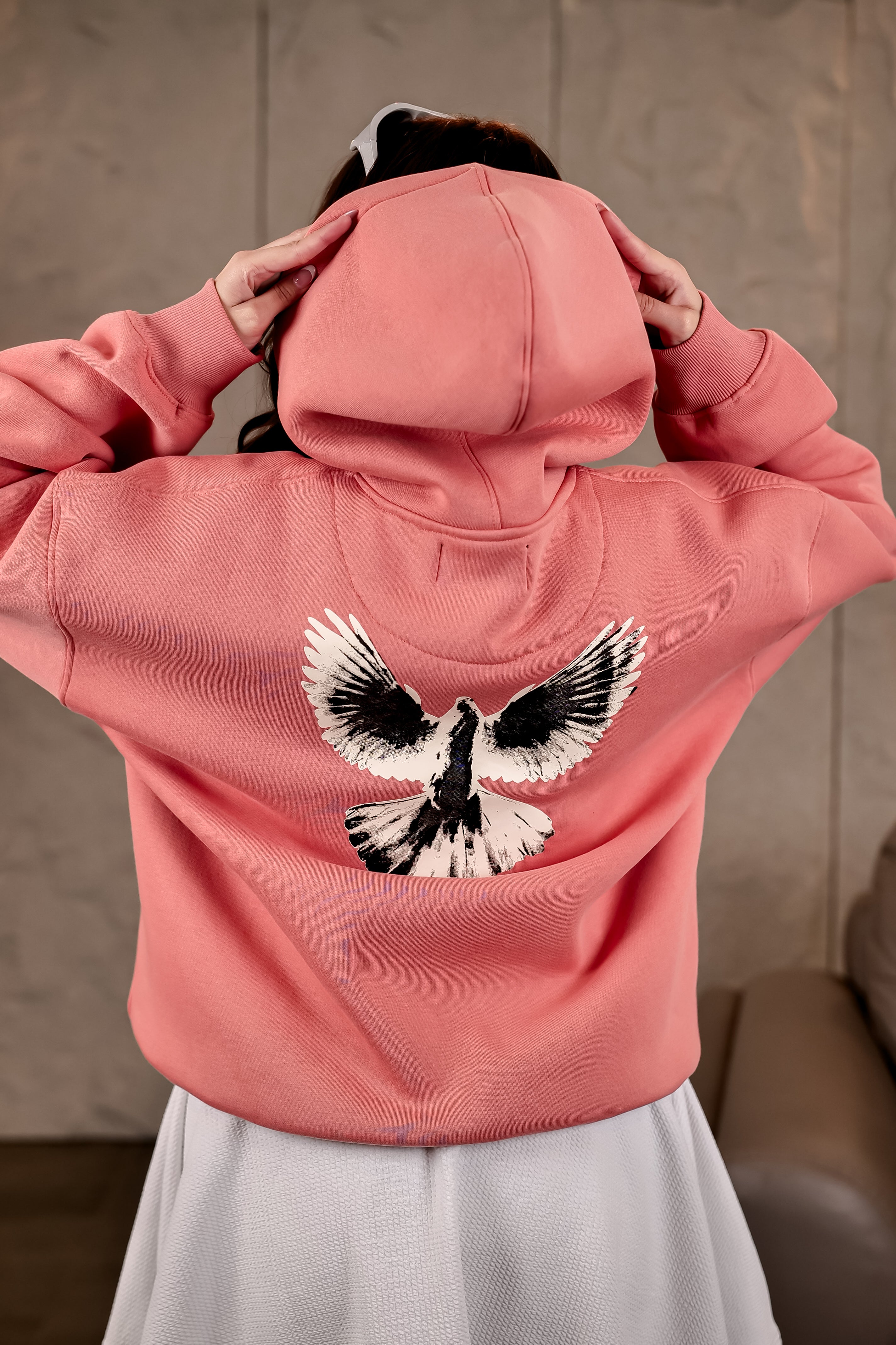 Peach - Eagle Oversize Unisex Hoodie