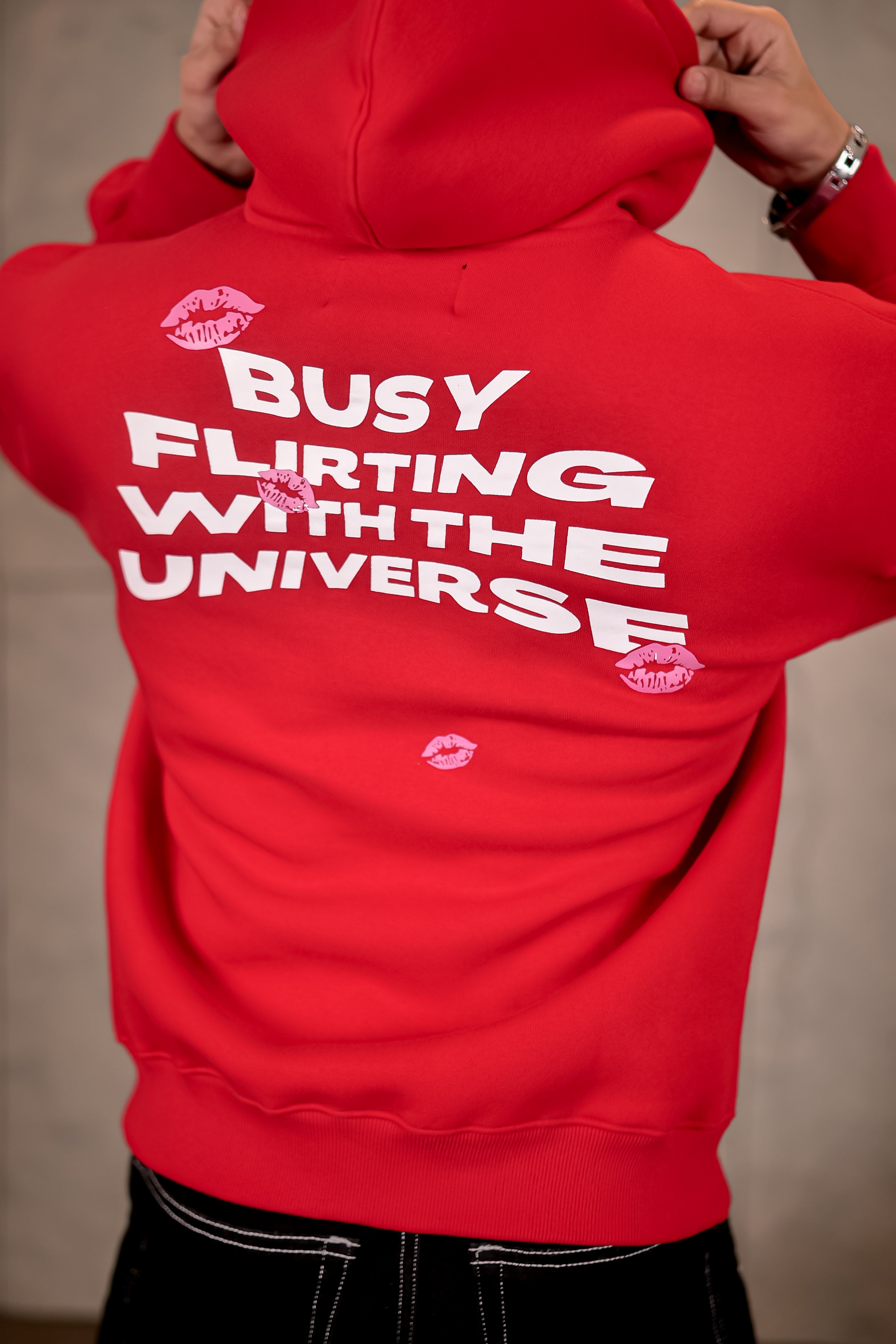 Red - Busy Flirting With The Universe Unisex Hoodie