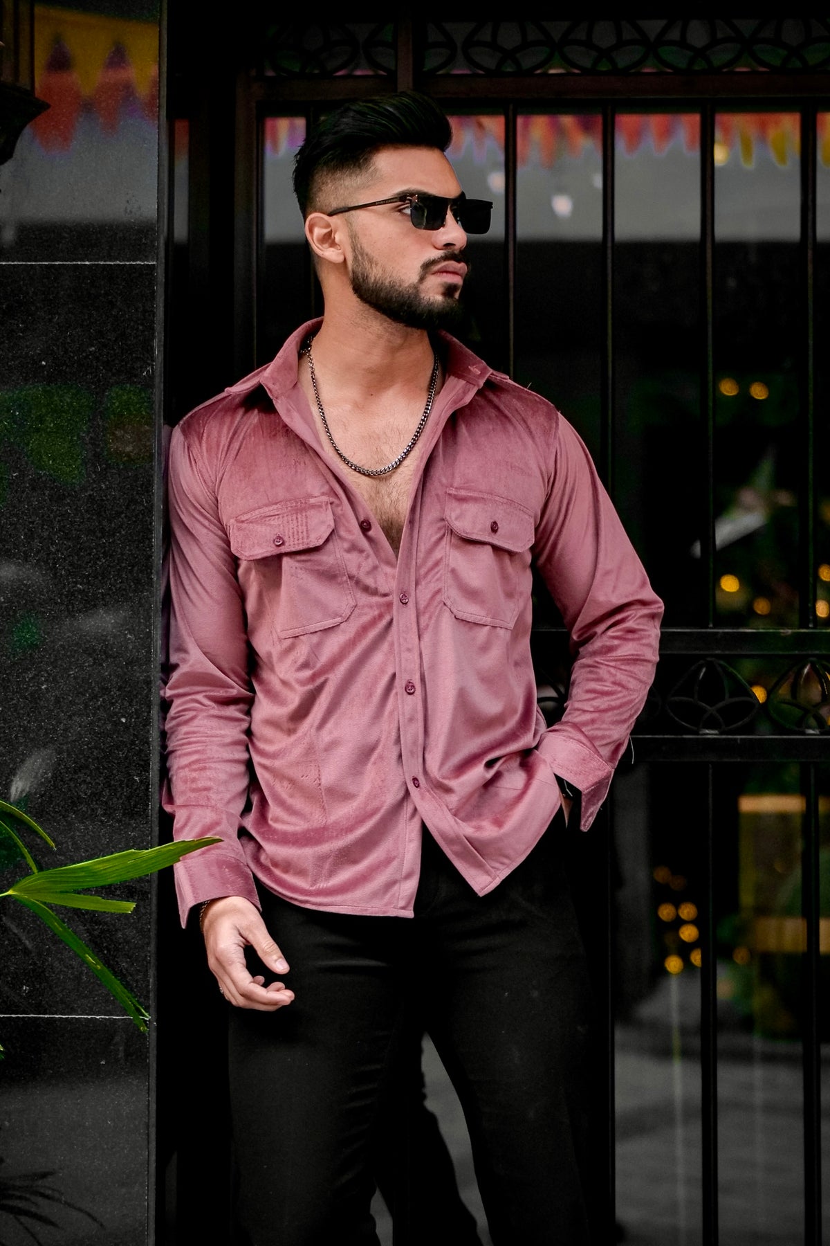 Onion Double Pocket Velvet Shirt