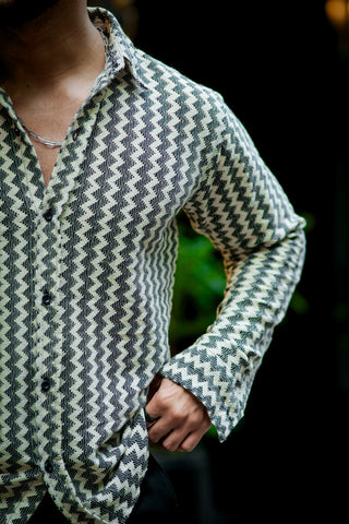 Black And White Stripe Crochet Shirt