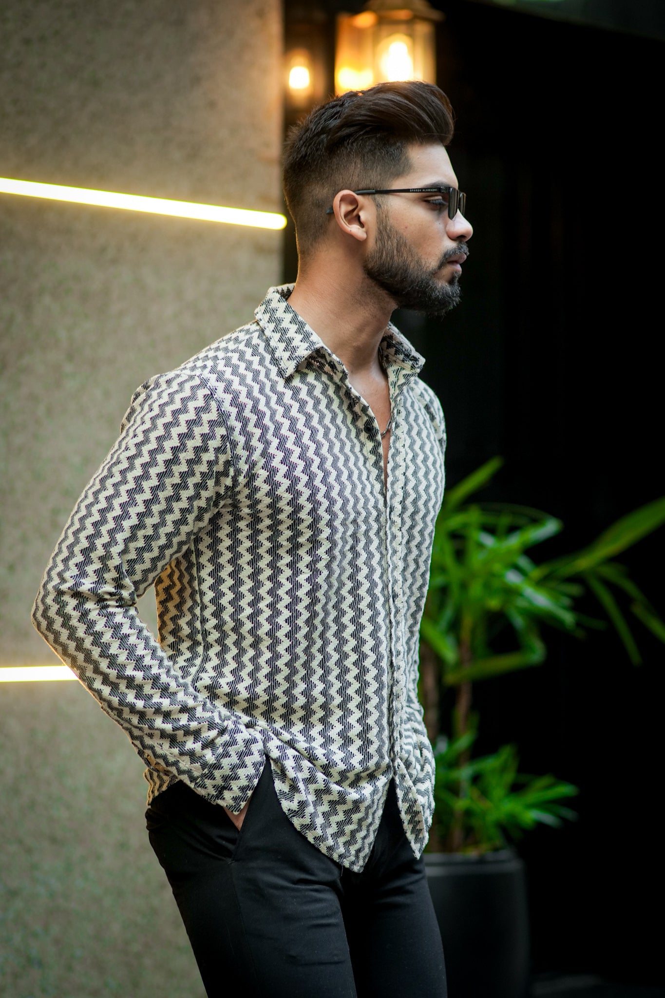 Black And White Stripe Crochet Shirt