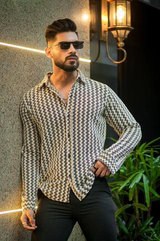 Black And White Stripe Crochet Shirt