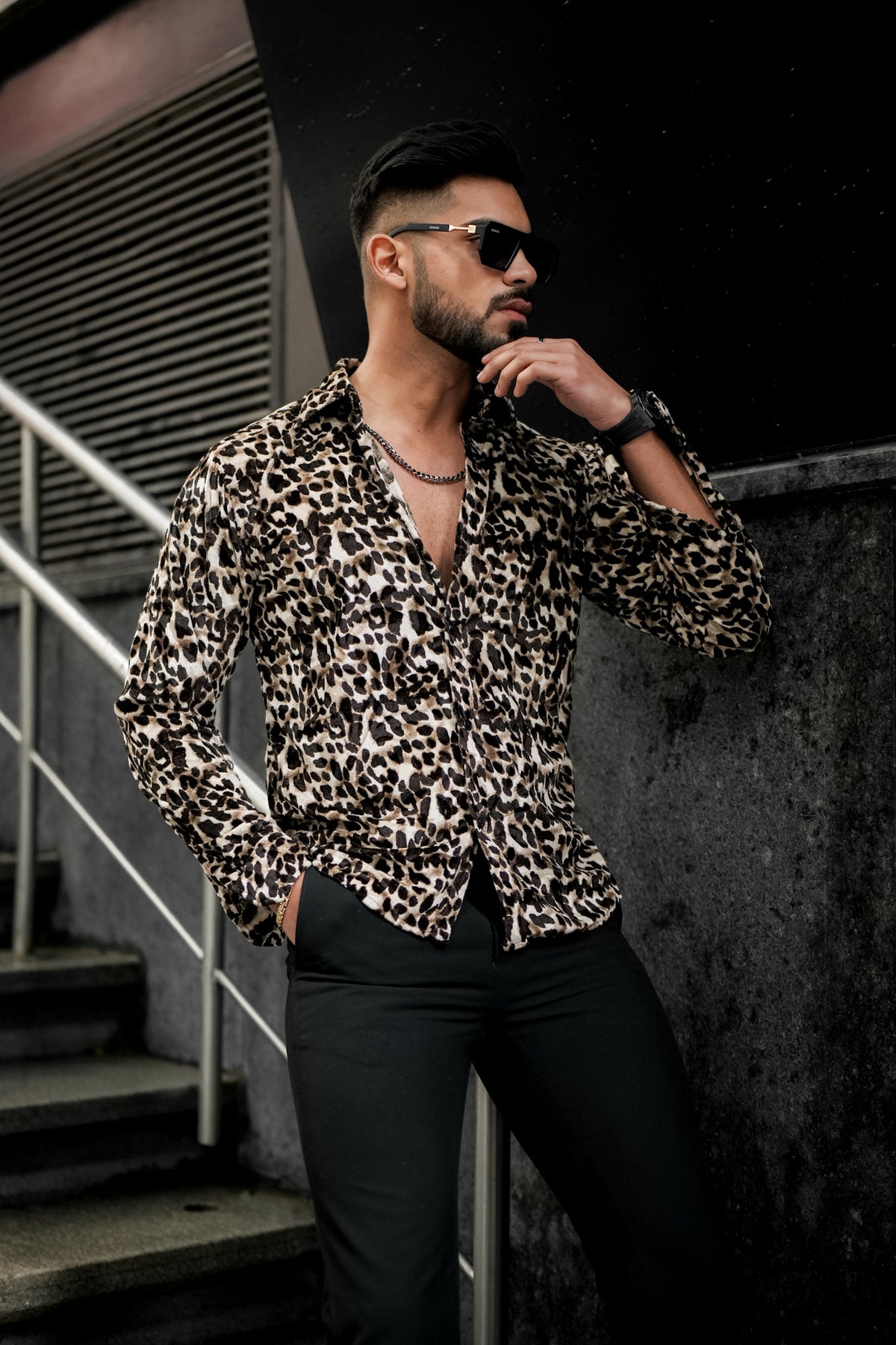 Leopard Printed Velvet Shirt