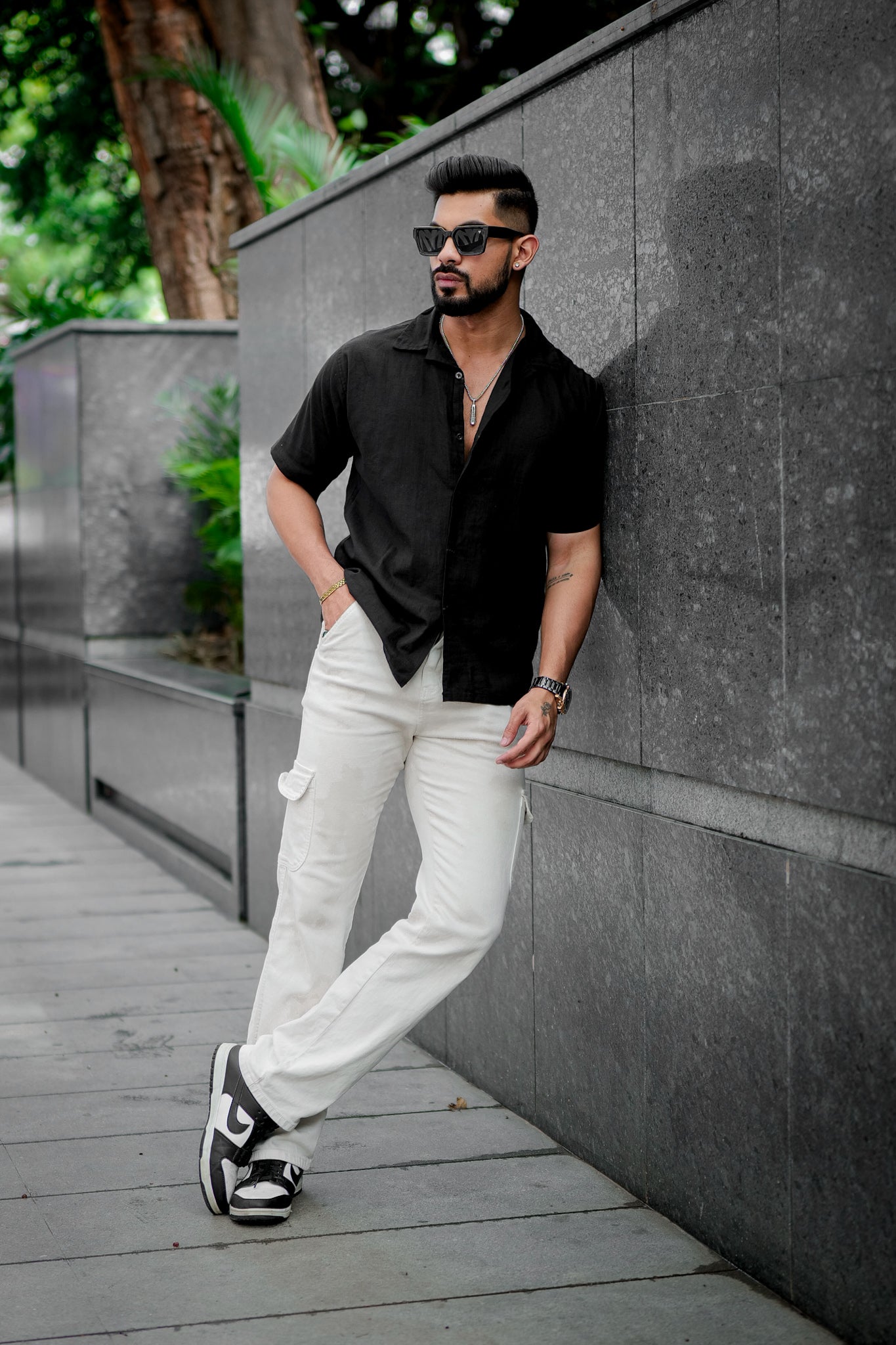 Black Oversize Linen Plain Shirt